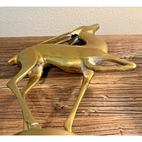 Vintage Brass MCM Large Antelope Gazelle Deer Figurine 13.5 Inches - Picture 10 of 12